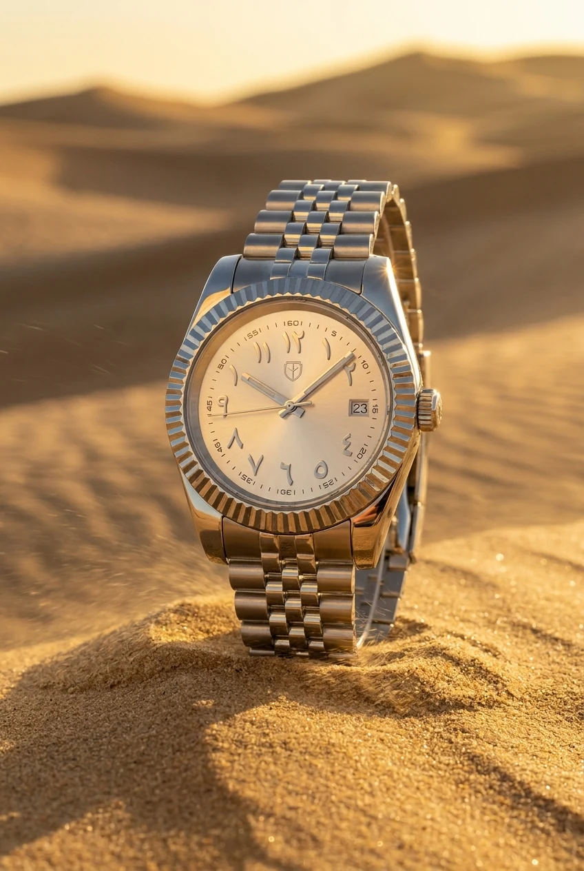 Colección Dress: TEMPO de bisel estriado en las dunas del desierto